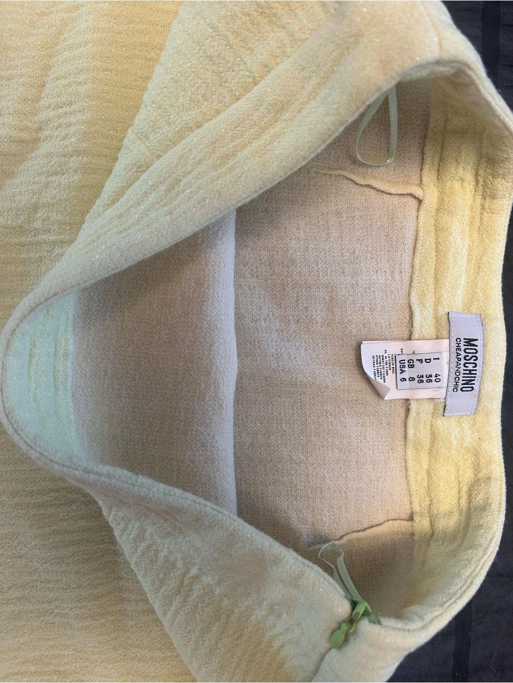 Moschino Pale Yellow Mini Skirt with Cream Ruffle - Picture 9 of 9